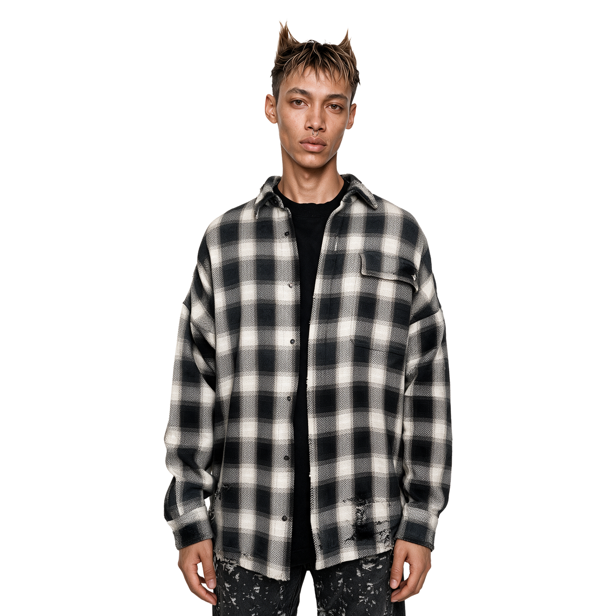 Distressed Flannel Shirt