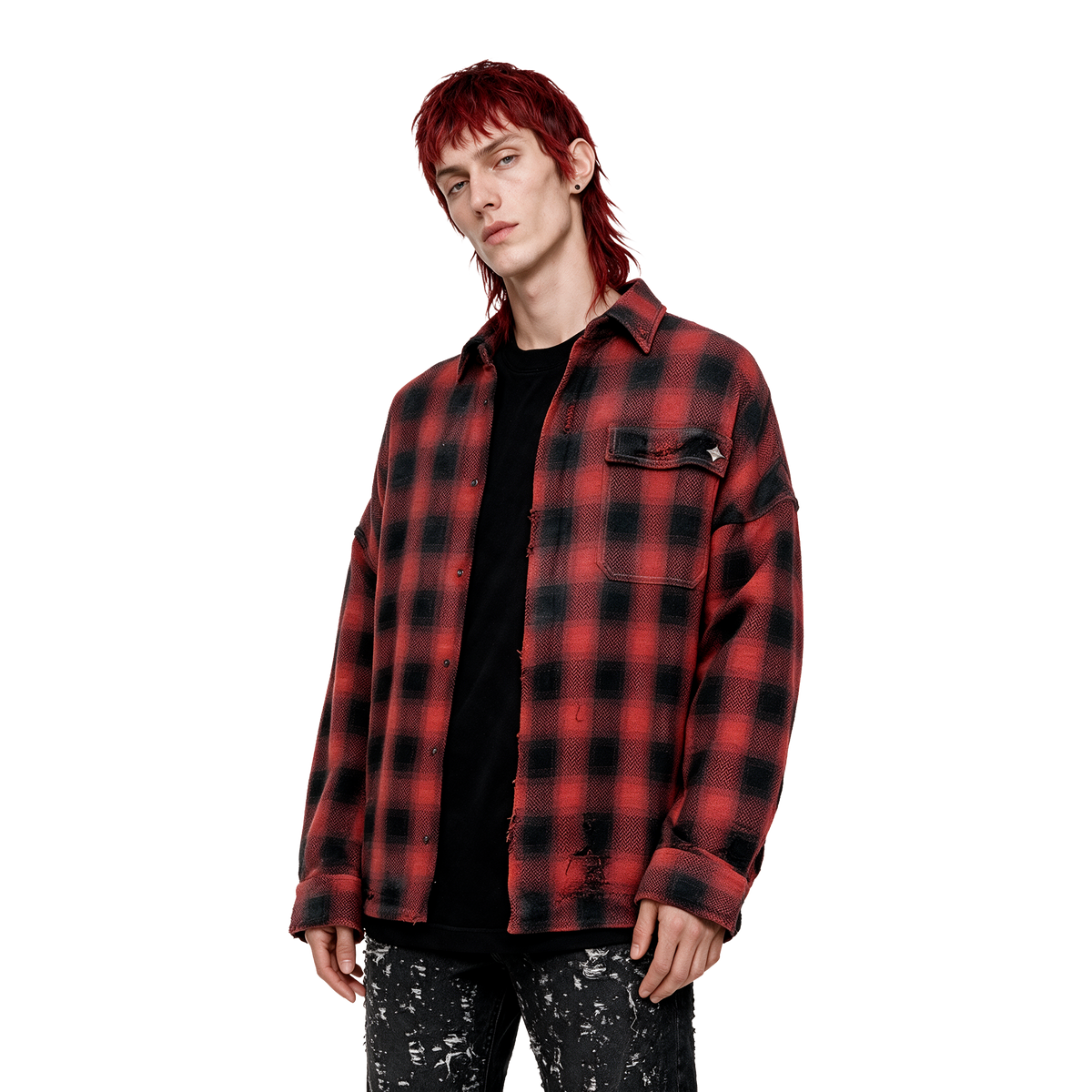 Distressed Flannel Shirt