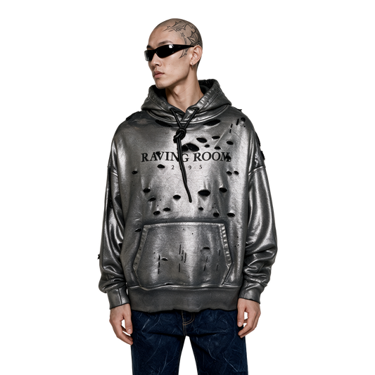 Distressed Metallic Hoodie