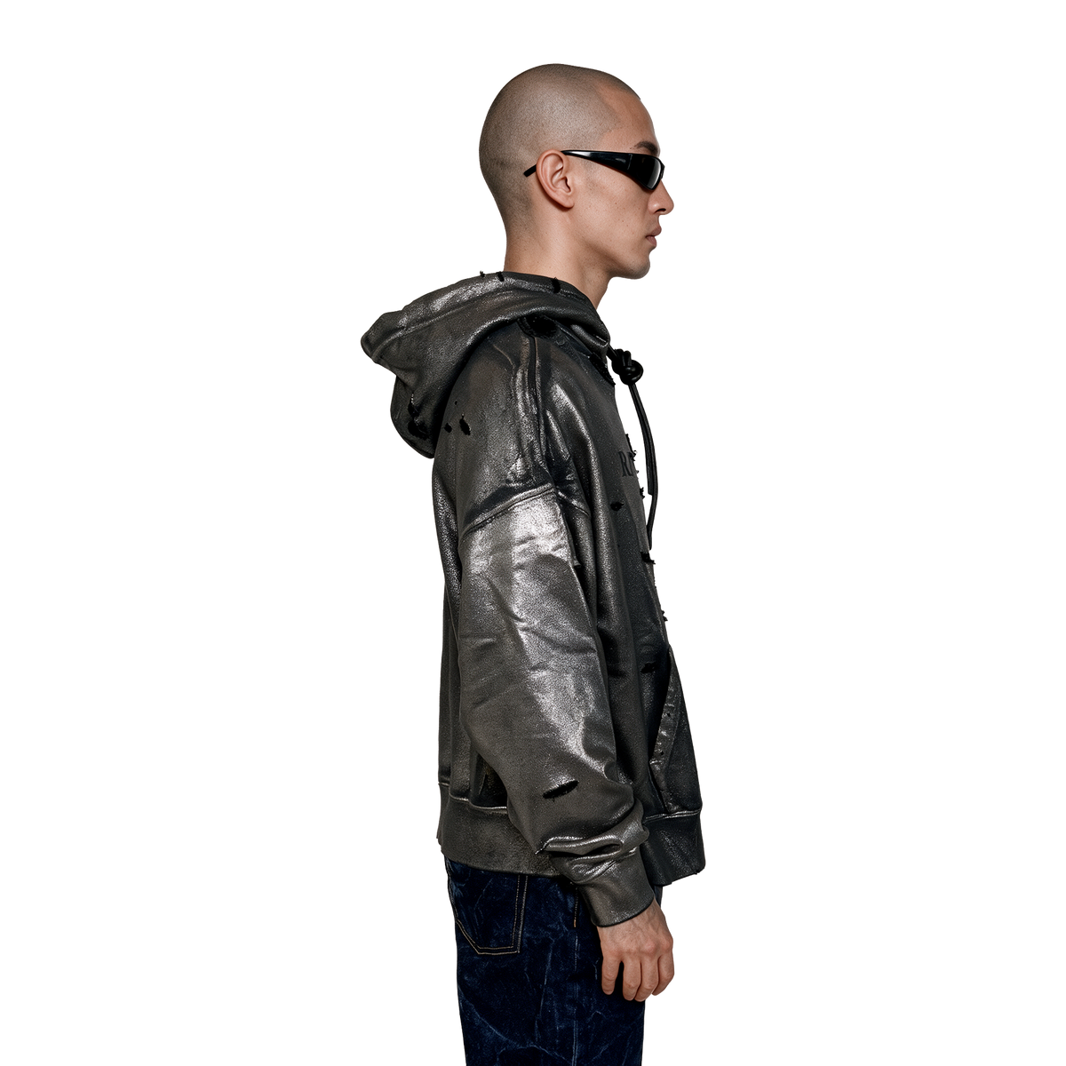 Distressed Metallic Hoodie