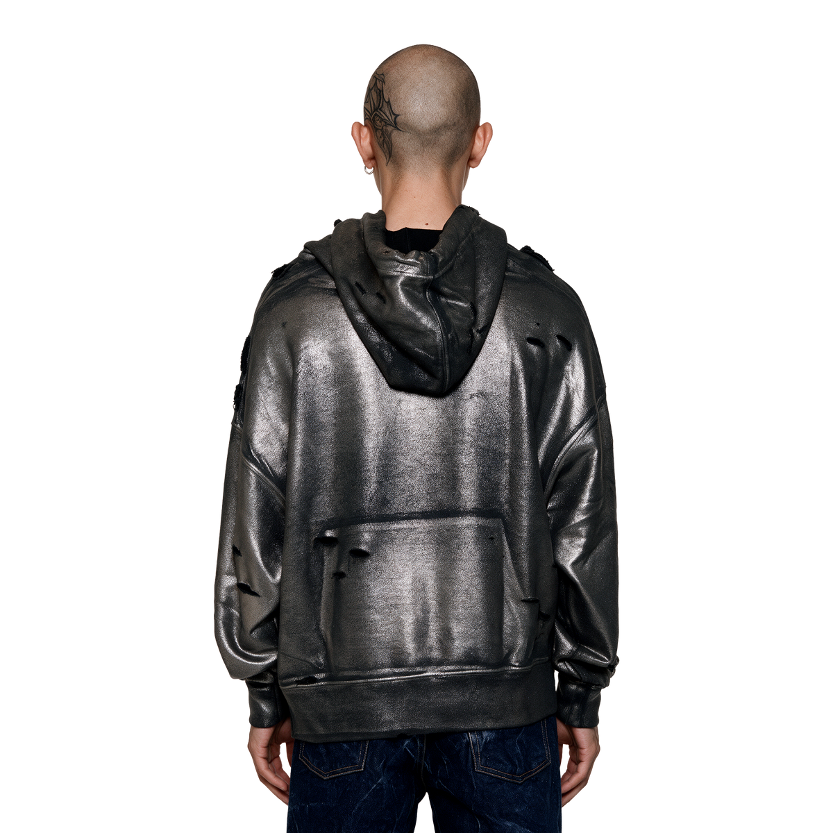 Distressed Metallic Hoodie