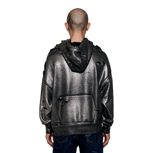 Distressed Metallic Hoodie